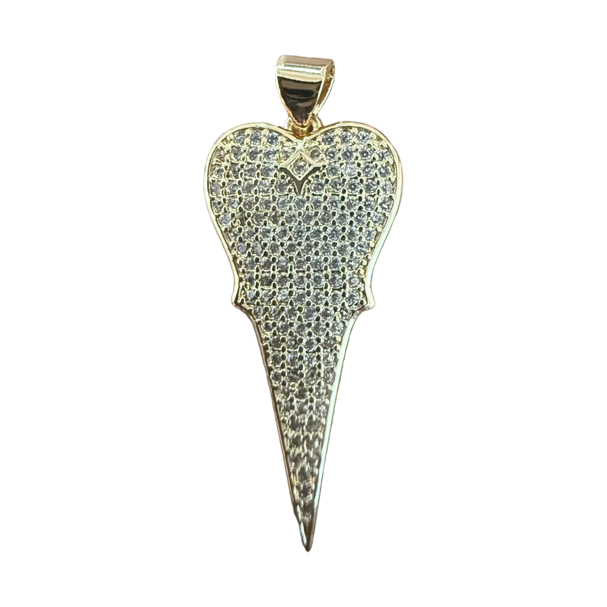 Long white diamond shark tooth charm, natural transparent cutout