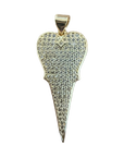 Long white diamond shark tooth charm, natural transparent cutout