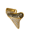 Small black-top white-bottom shark tooth charm, natural transparent cutout