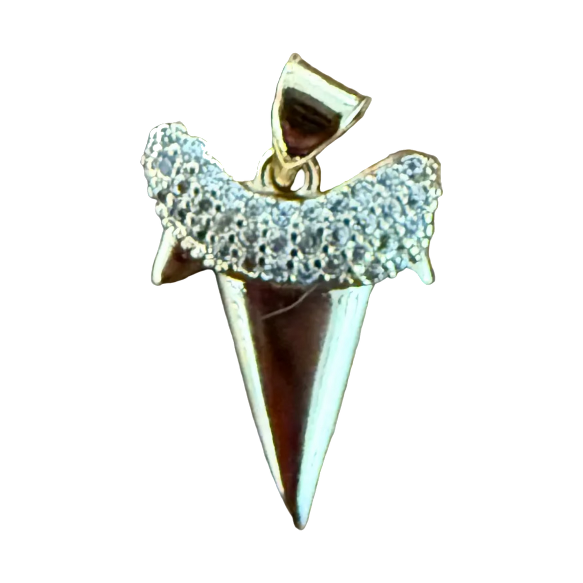 Small white-top diamond shark tooth charm, natural transparent cutout