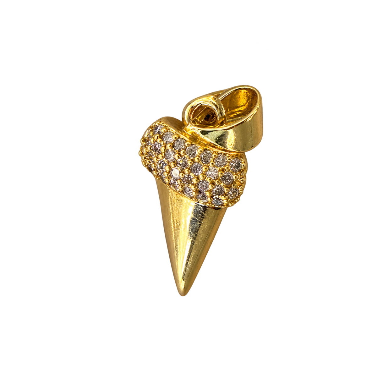 Tiny white-tip shark tooth charm, natural transparent cutout