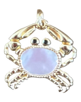 White belly crab charm with lavender center, natural transparent cutout