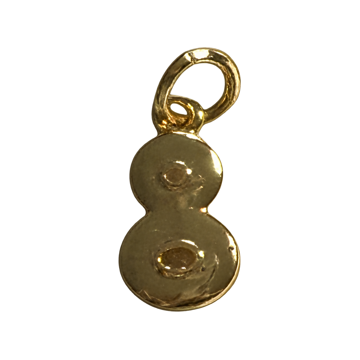 Number Eight Charm with natural gold finish on transparent background