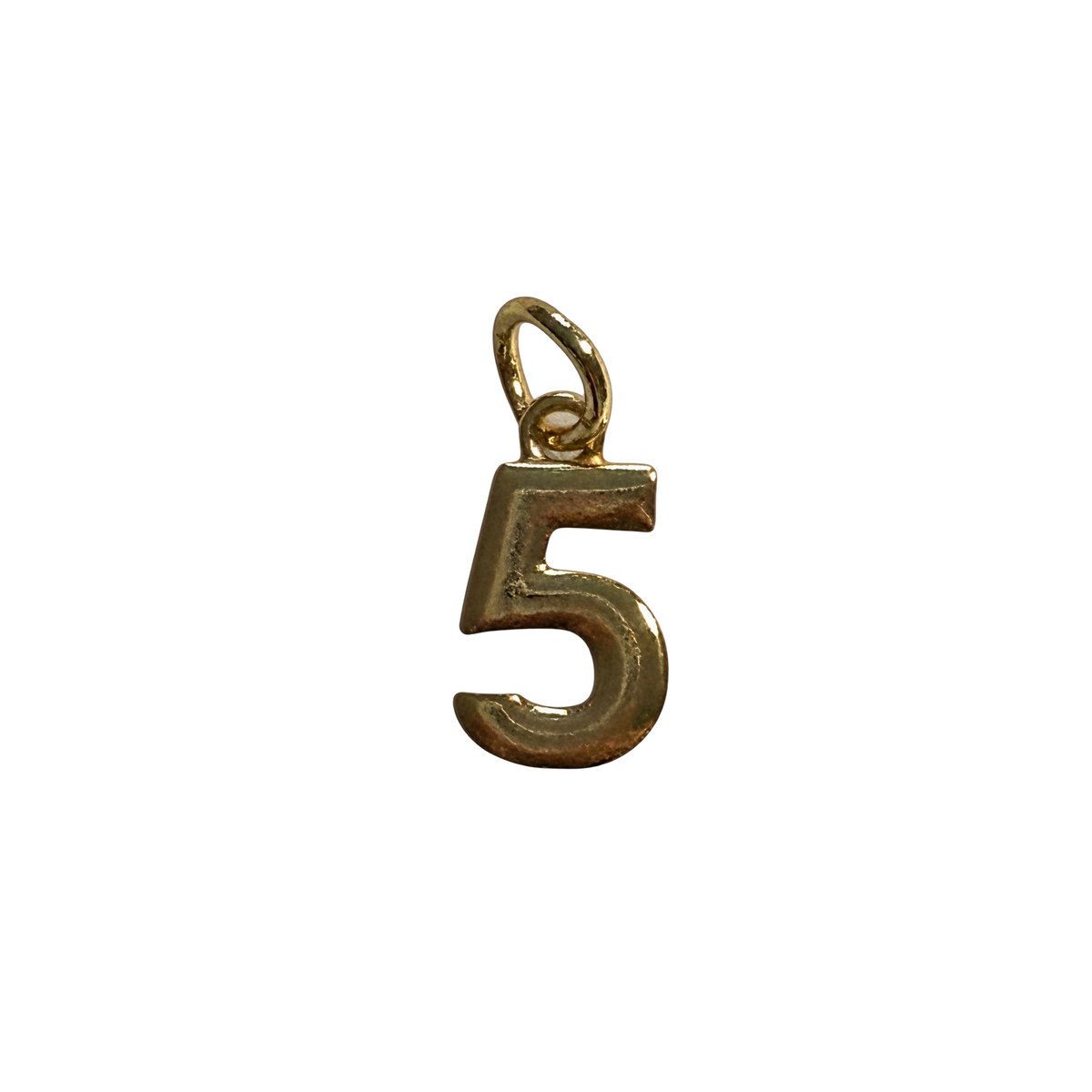 Number Five gold charm, natural transparent cutout