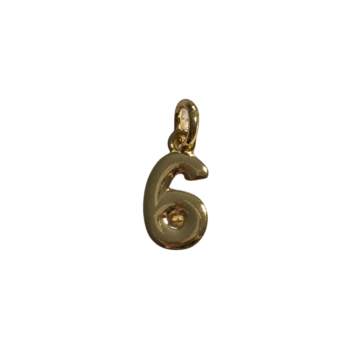 Number Six gold charm, natural transparent cutout