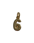 Number Six gold charm, natural transparent cutout
