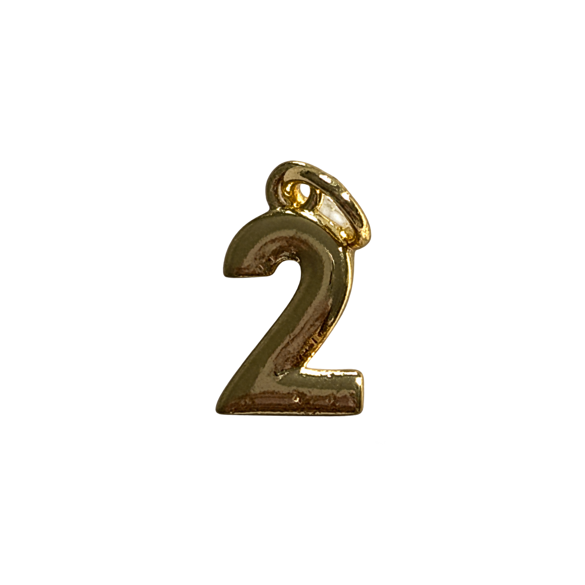 Number Two gold charm, natural transparent cutout