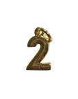 Number Two gold charm, natural transparent cutout