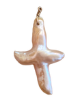 Queen Fresh Water Pearl Cross charm on transparent background, natural product photo