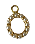 Gold pearl letter O charm on transparent background