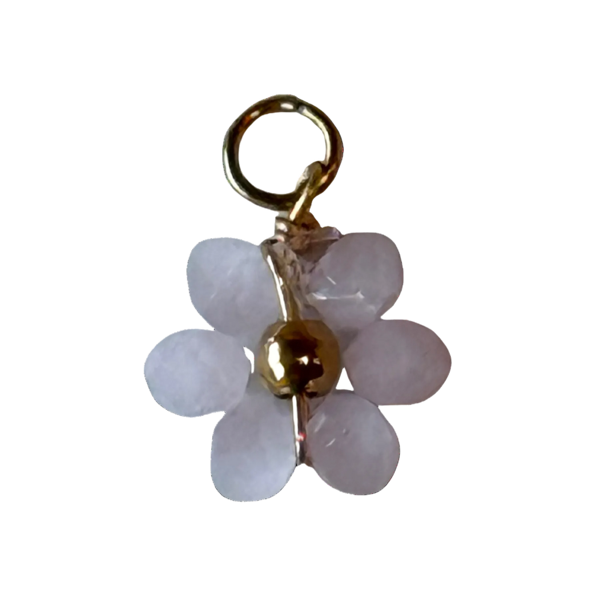 Pink Pearly flower charm, natural transparent product image