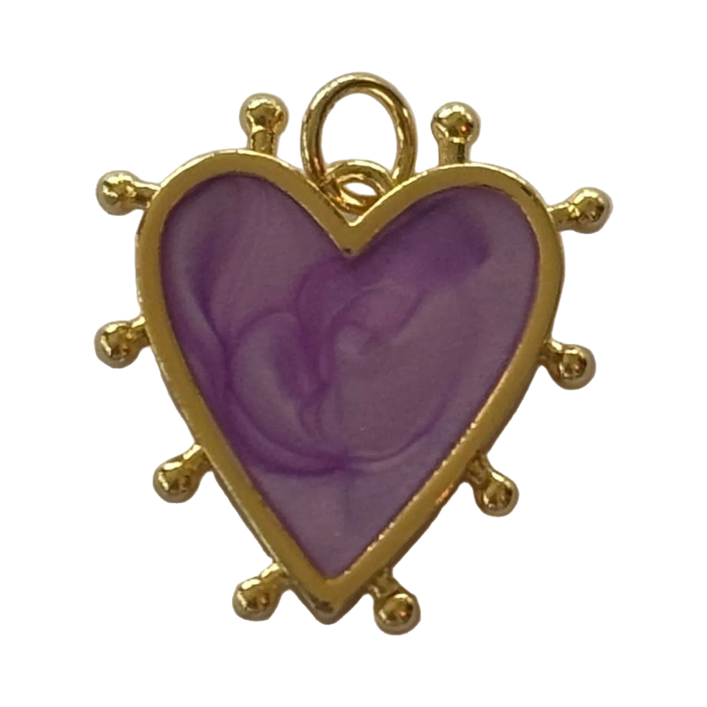 Purple poky Heart Charm, original color and details, transparent background