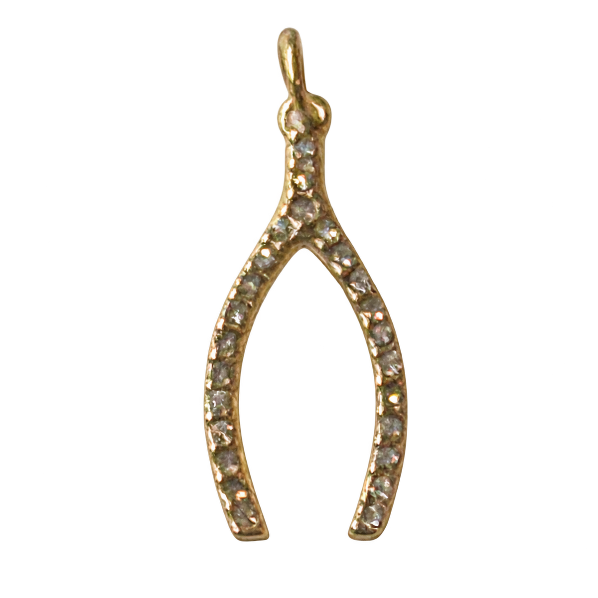 PVD Good Plated Stainless Steel Diamond Wishbone Charm on transparent background