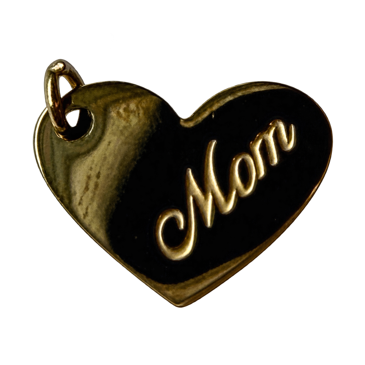 PVD Gold Plated Stainless Steel Mom Heart Charm on transparent background