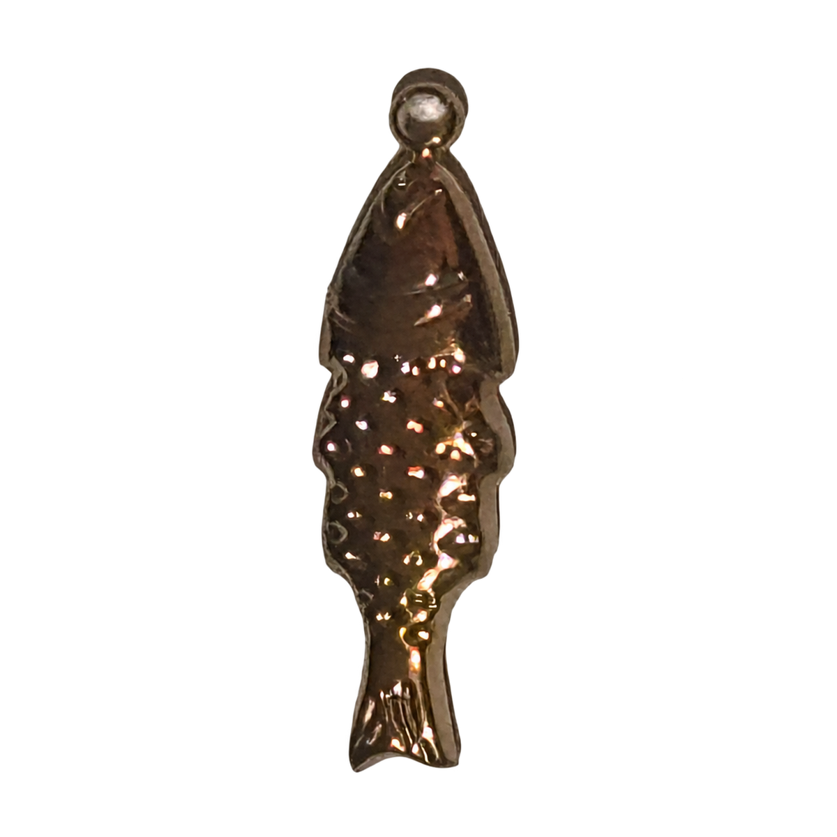 Short Fish charm with original natural metal and detail, transparent background