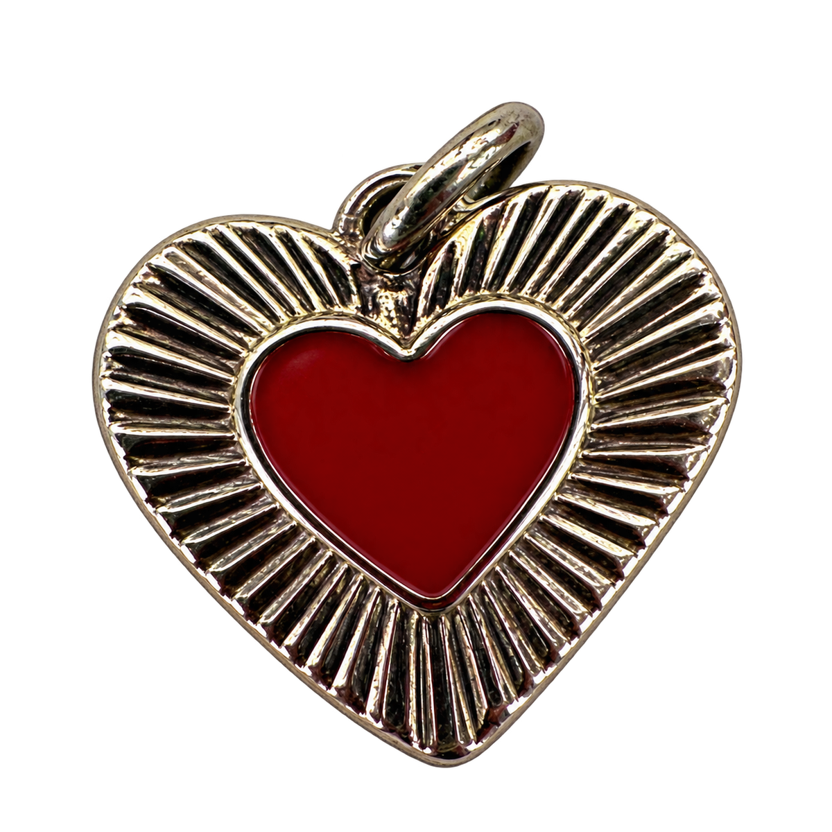 Silver red centered Heart charm, transparent background
