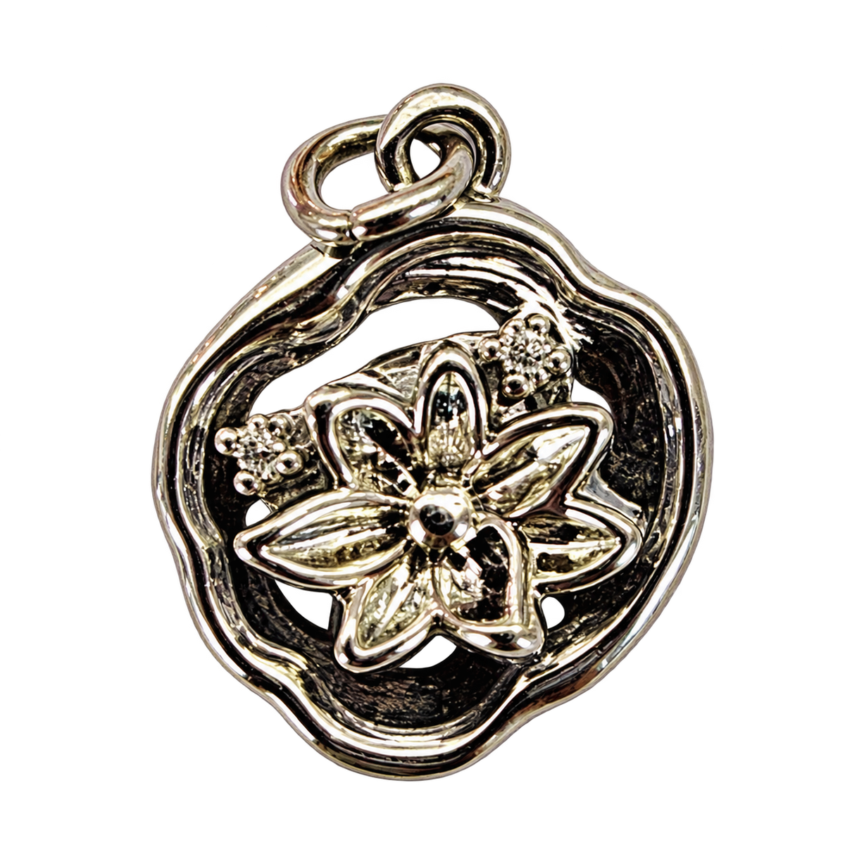 Silver Lily Pad Charm, transparent background