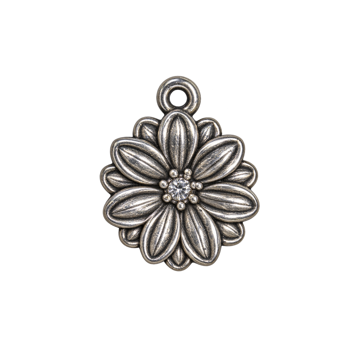 Silver April birth flower charm transparent full edit