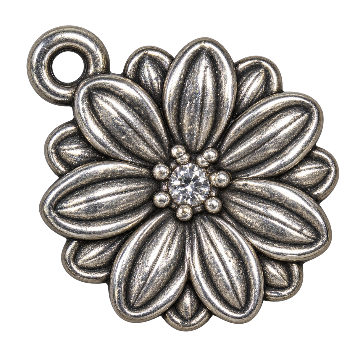 April silver birth flower charm, large transparent image