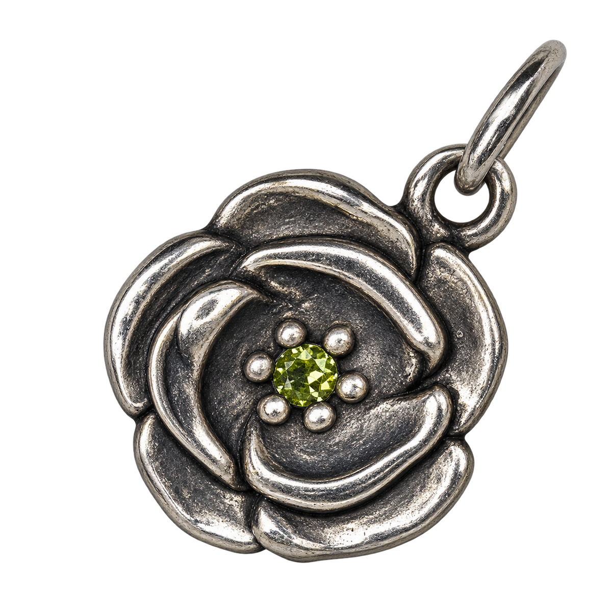 August silver birth flower charm, large transparent image
