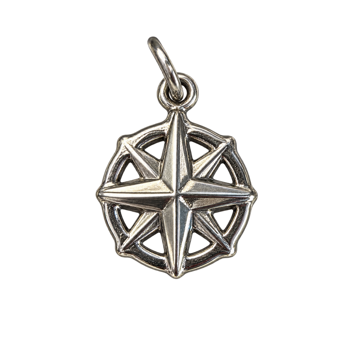 Silver compass on transparent background