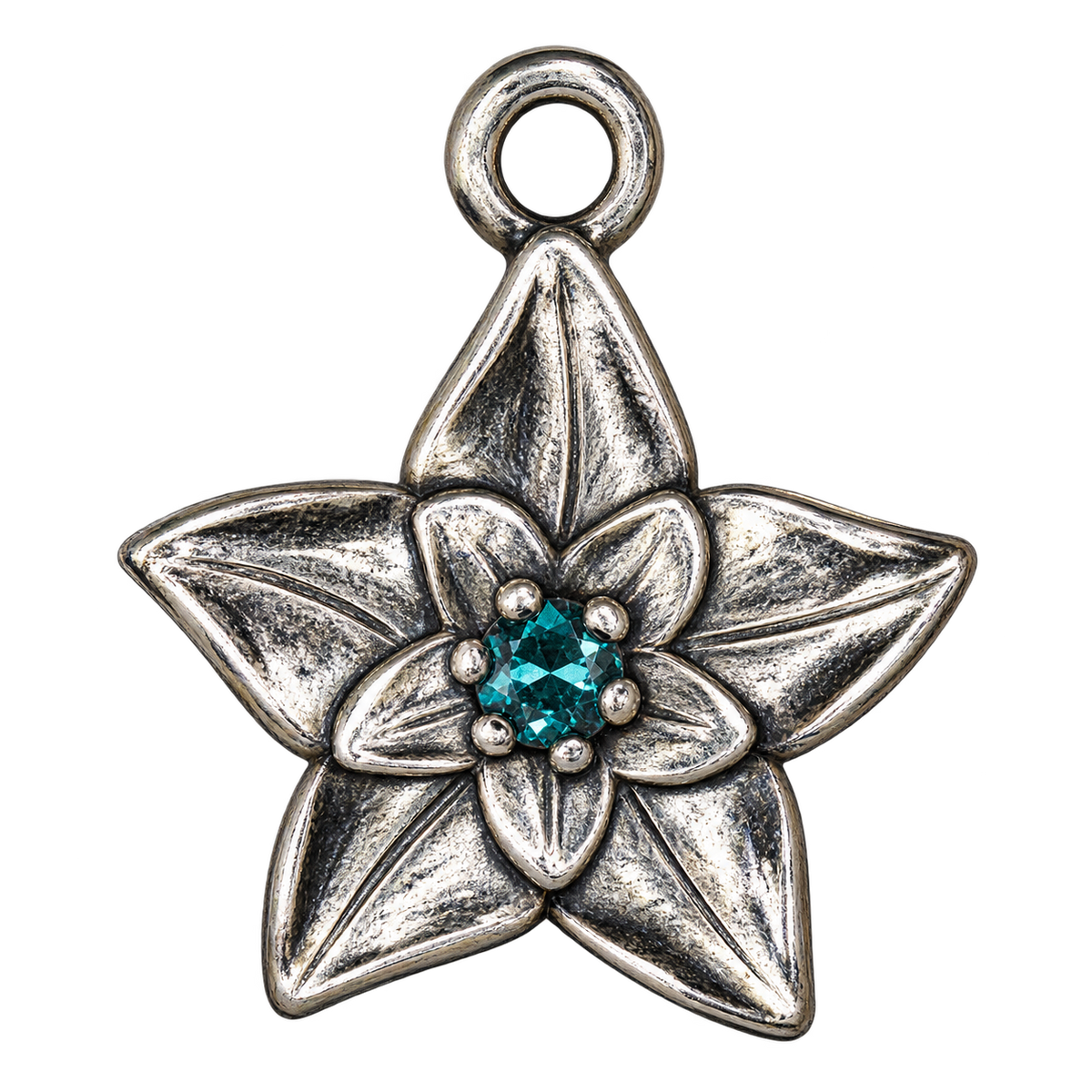 December silver birth flower charm, large transparent image