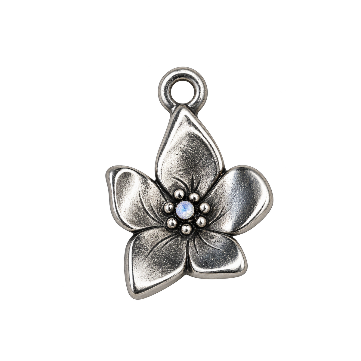 Silver February birth flower charm transparent full edit