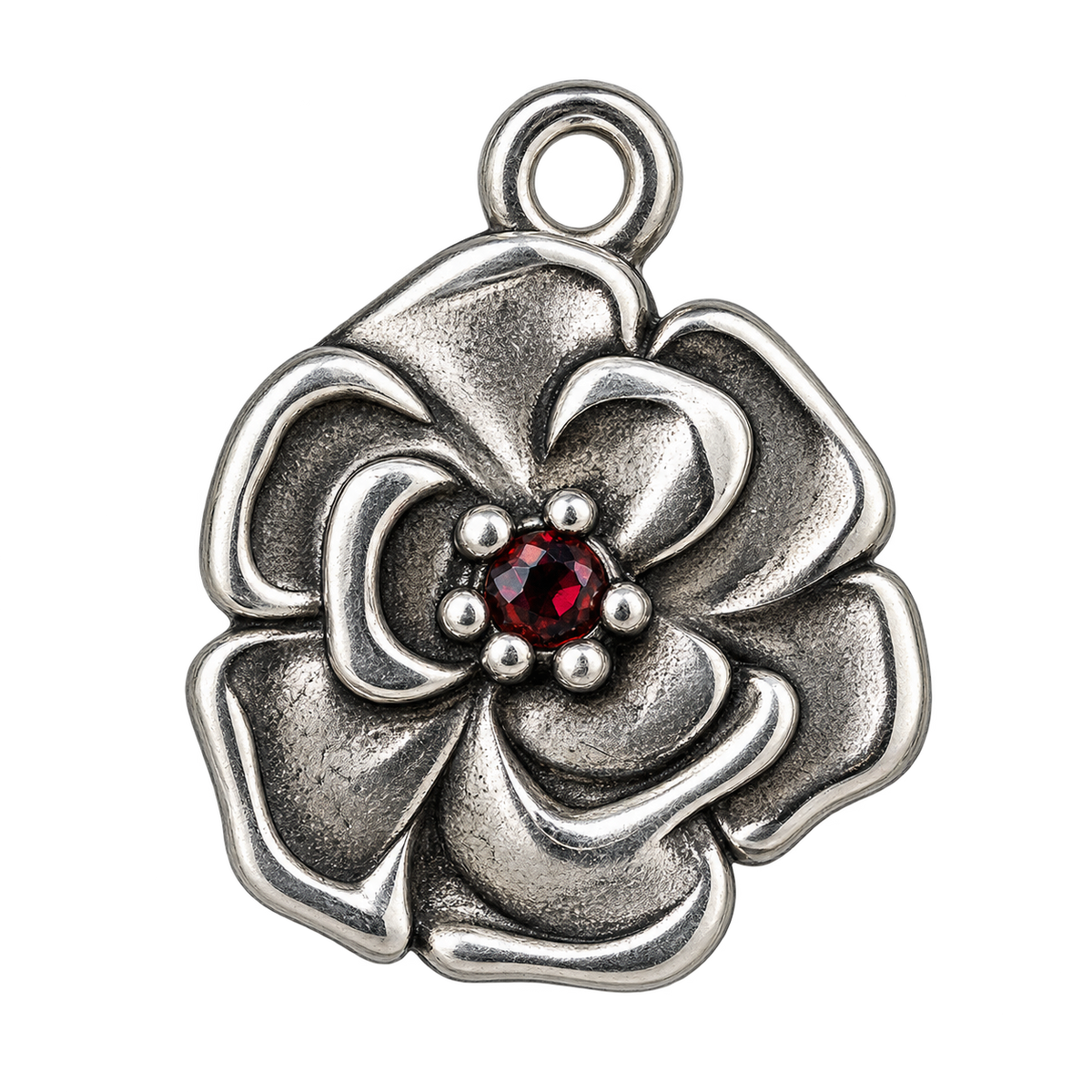 January silver birth flower charm, large transparent image
