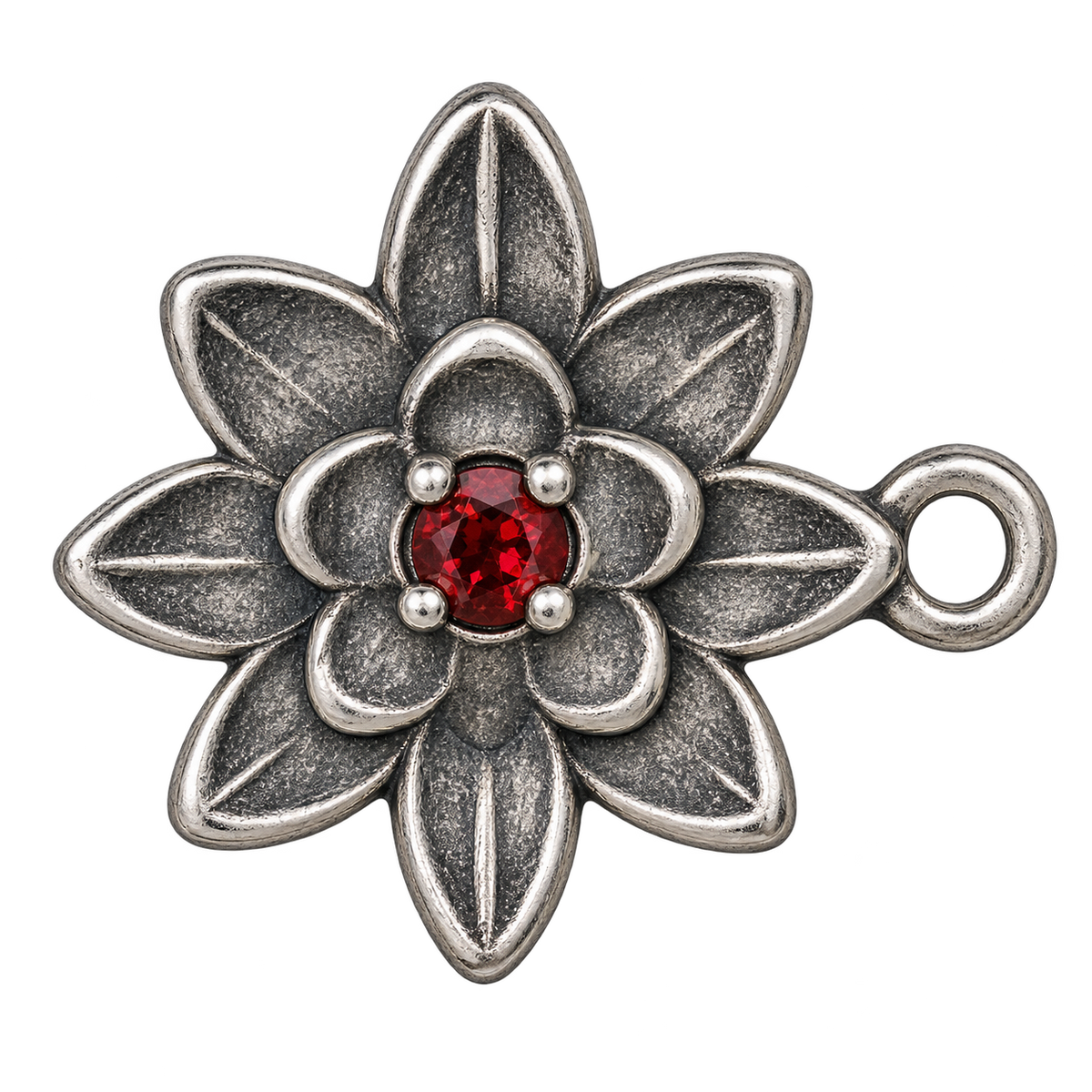 July silver birth flower charm, large transparent image