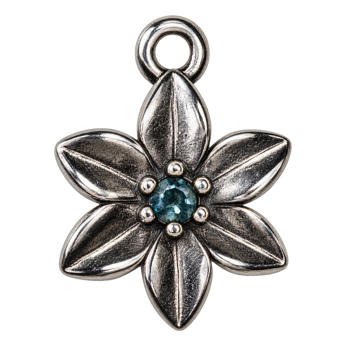 March silver birth flower charm, large transparent image