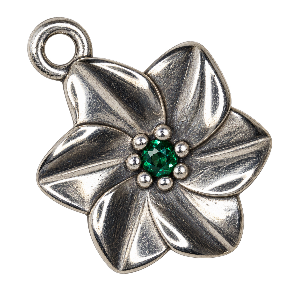 May silver birth flower charm, large transparent image