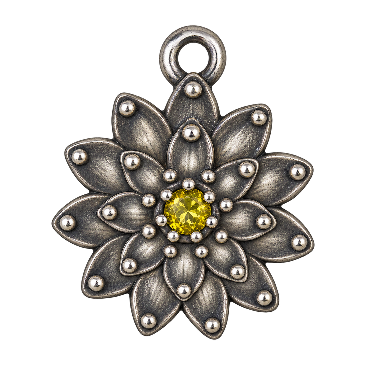 October silver birth flower charm, large transparent image