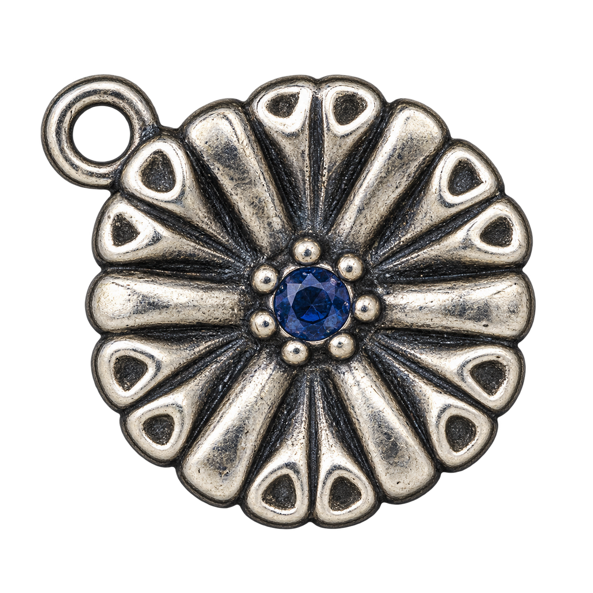 September silver birth flower charm, large transparent image