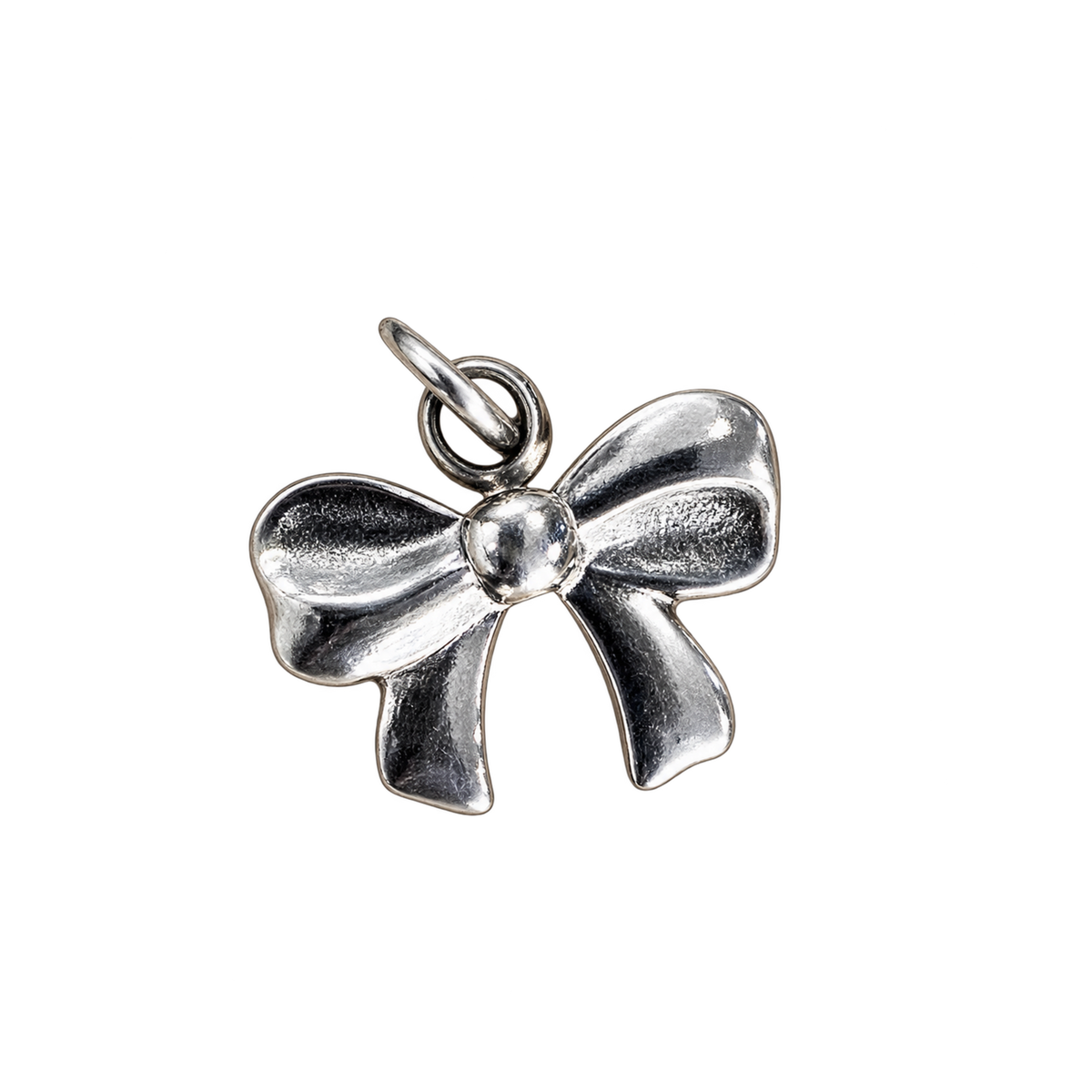 Silver small Bow charm on transparent background