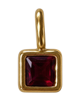 Square dark burgundy red stone charm on transparent background