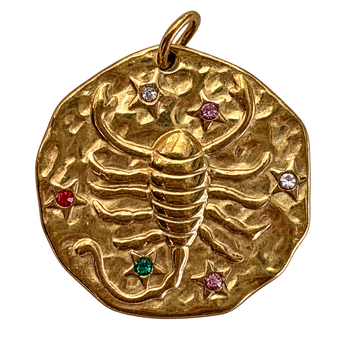 Zodiac Medallion Charm with natural finish and accurate details on transparent background