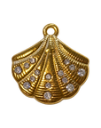 Diamond Gold Scallop Shell Charm natural full edit on transparent background