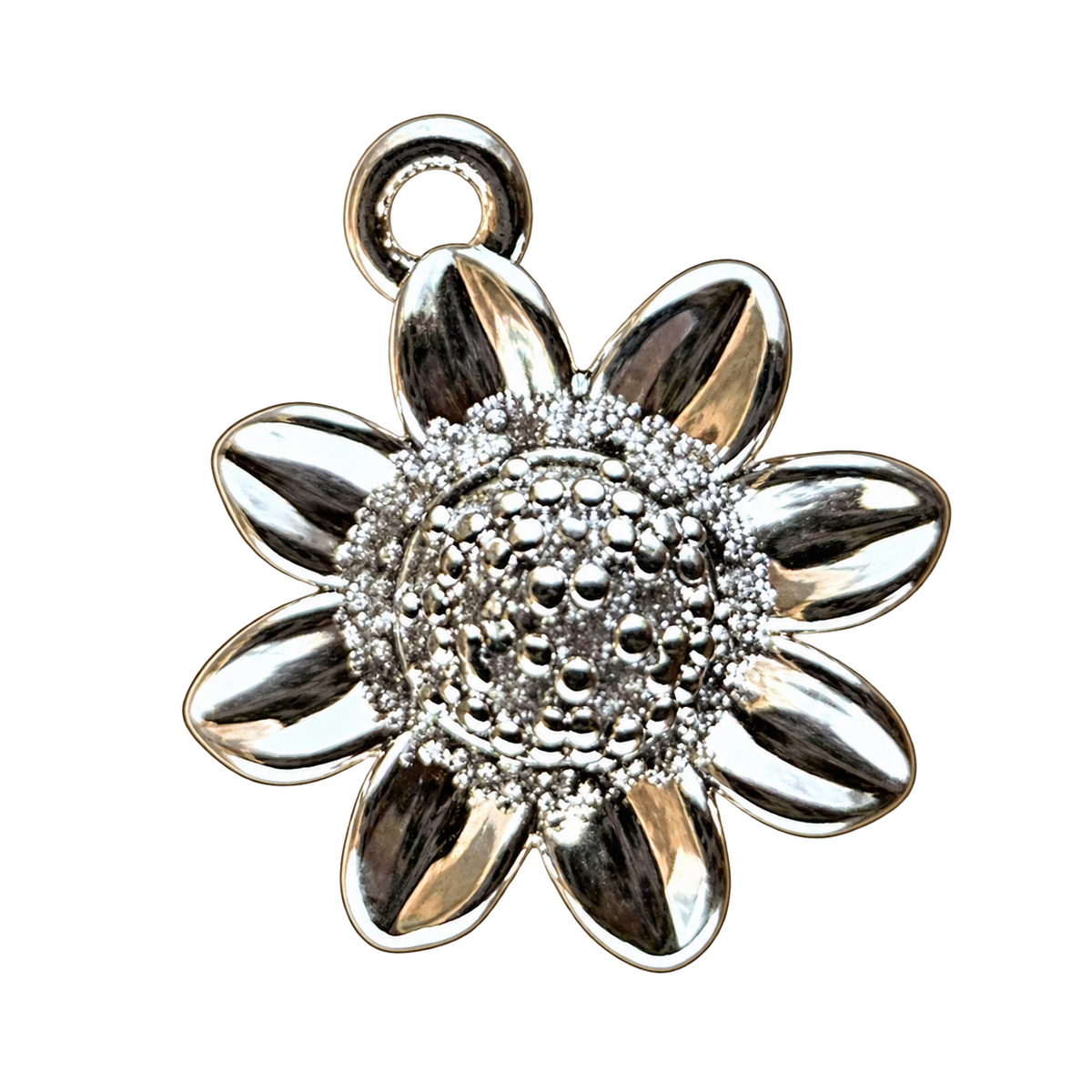 Silver sunflower charm